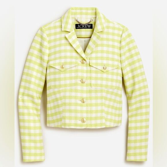 J Crew Collared Lady Jacket in Gingham Terry Tweed NWT - Picture 1 of 11